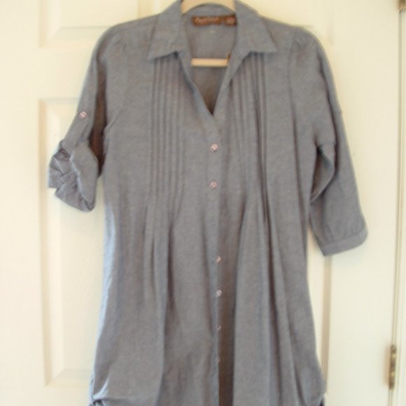 chambray tunic Dress Cover Up 100% cotton BNWT - Picture 1 of 7